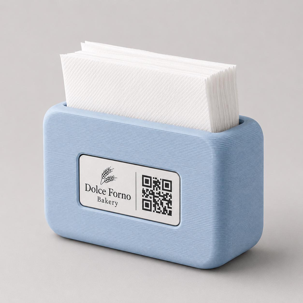 Dettaglio 2 del portatovaglioli QR Code Linea POP Bistrò personalizzato