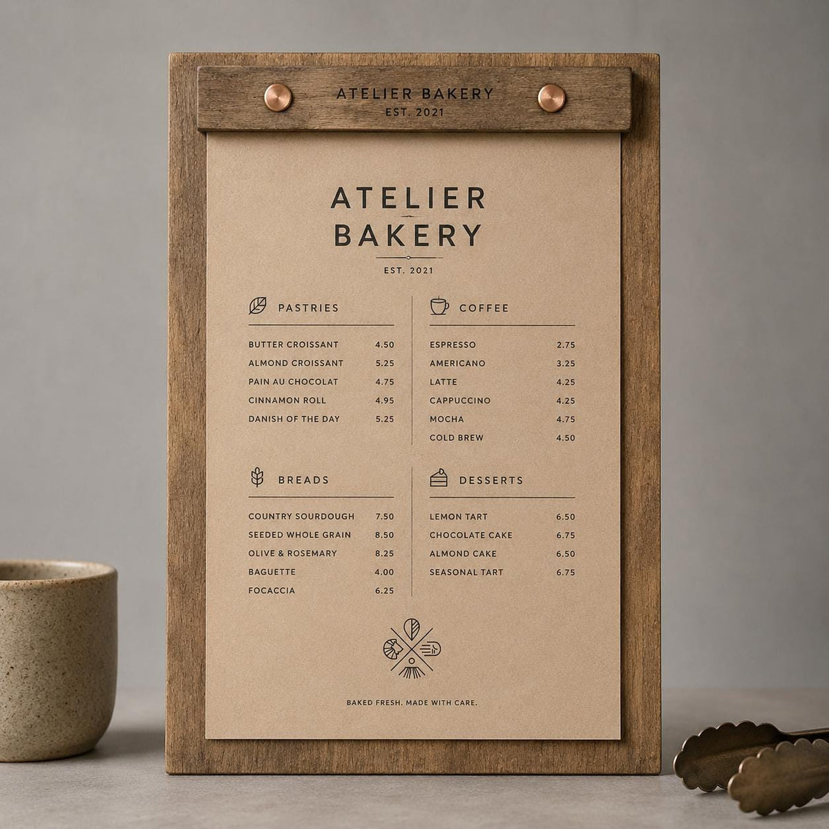 Portamenu verticale personalizzato per menu ristorante