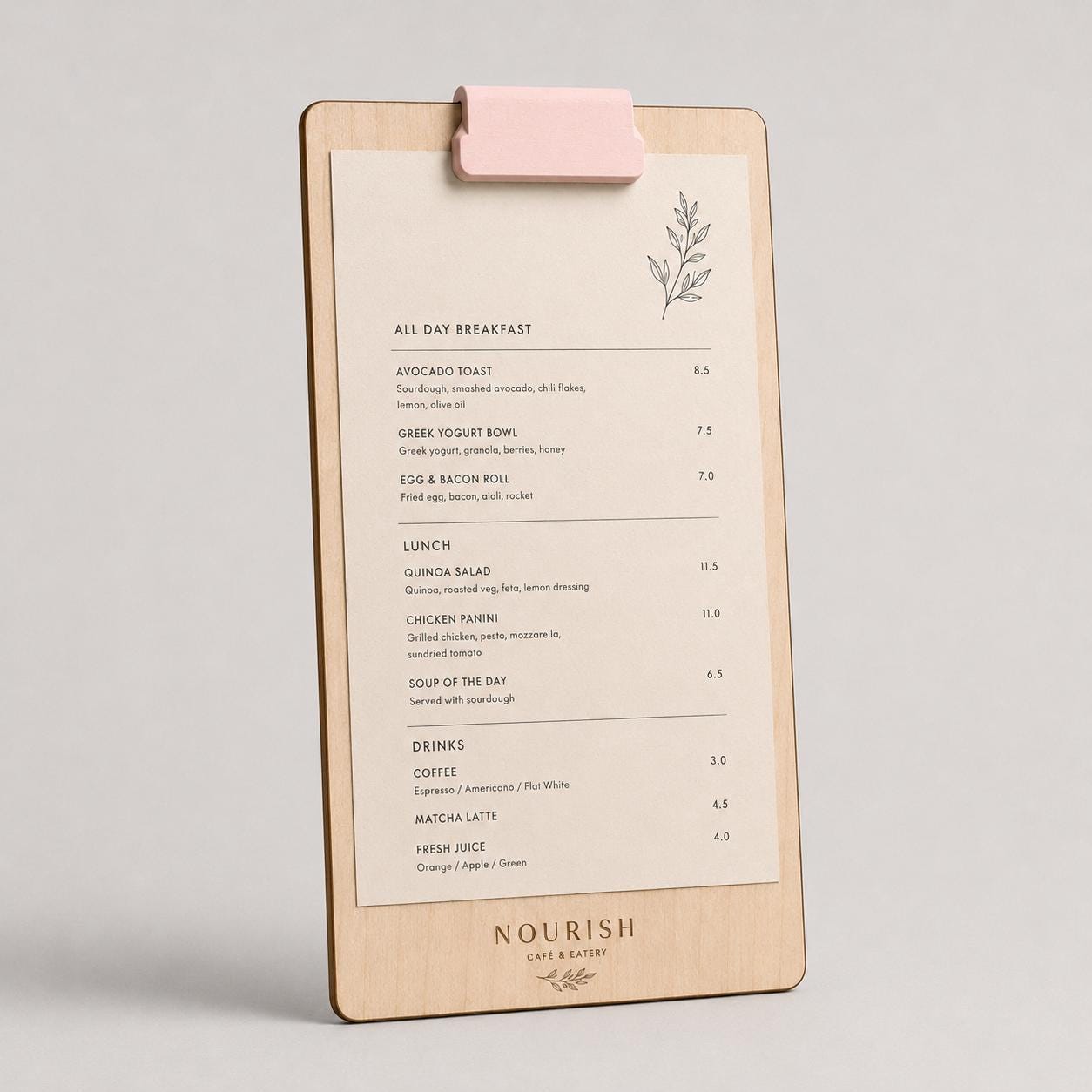 Portamenu A4 in legno personalizzato per ristorante e bar