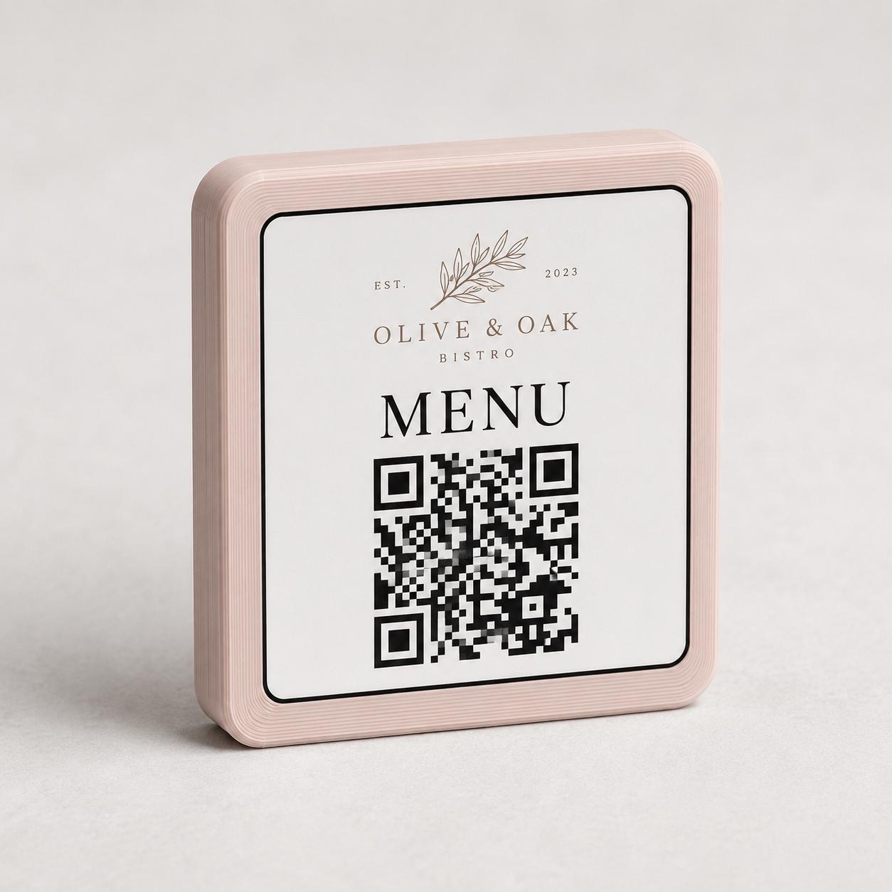Basetta quadrata 7x7x1,5cm beige in plastica menu fai da te Porta Menu e Segnatavolo Personalizzato in Stampa 3D per menu contactless