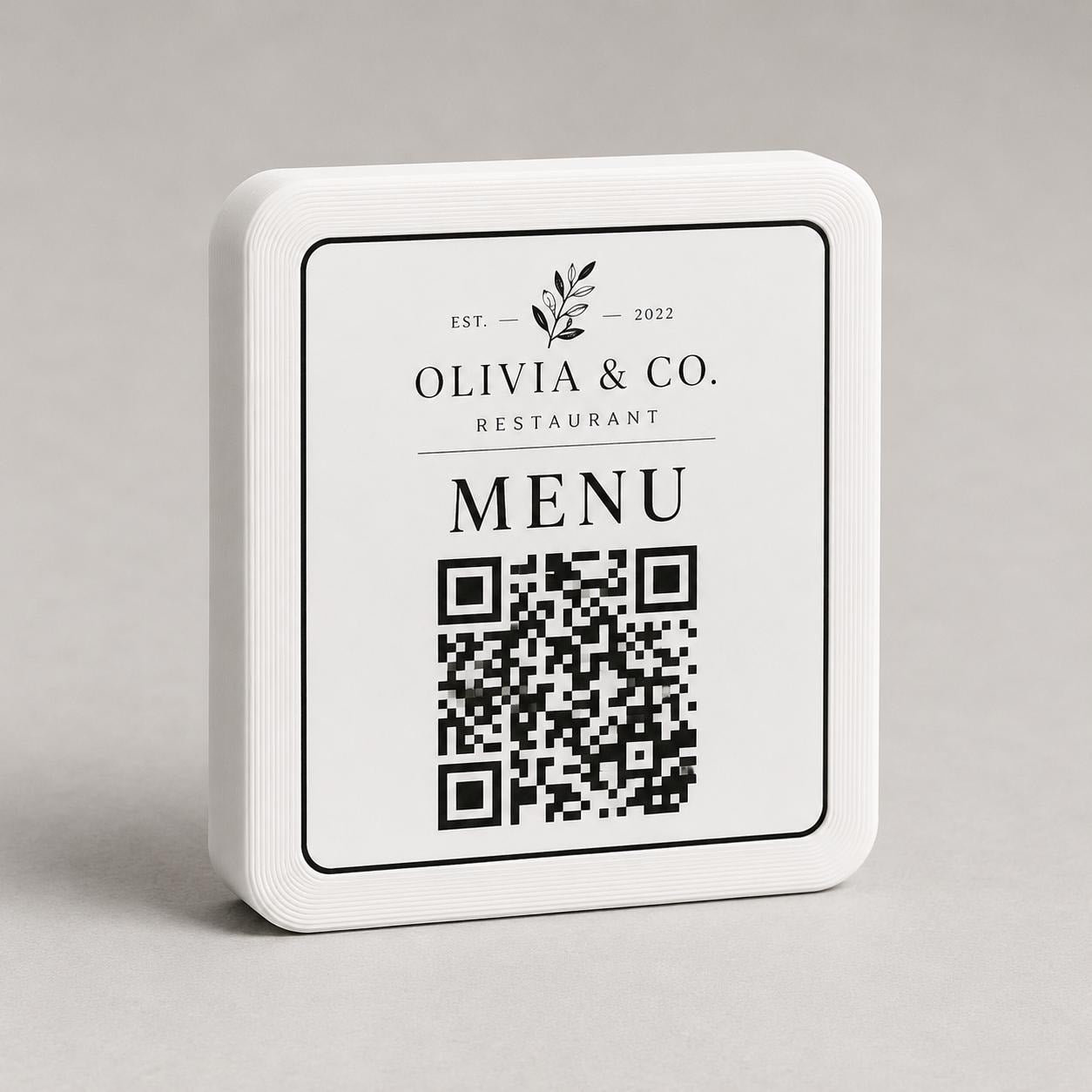 Basetta quadrata 7x7x1,5cm beige in plastica menu fai da te Porta Menu e Segnatavolo Personalizzato in Stampa 3D per menu contactless