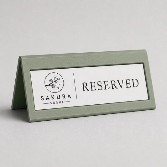 Reserved cavaliere verde Personalizzato | Cartello Tavolo Riservato in Stampa 3D con Targhetta Rowmark Incisa | Table Sign per Ristoranti