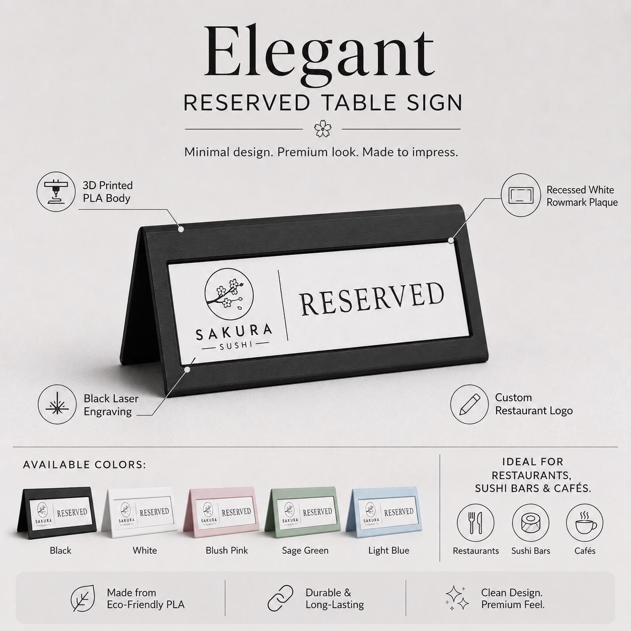 Segnatavolo Reserved colorato personalizzato