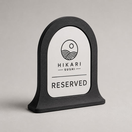 Reserved pop verde Personalizzato | Cartello Tavolo Riservato in Stampa 3D con Targhetta Rowmark Incisa | Table Sign per Ristoranti