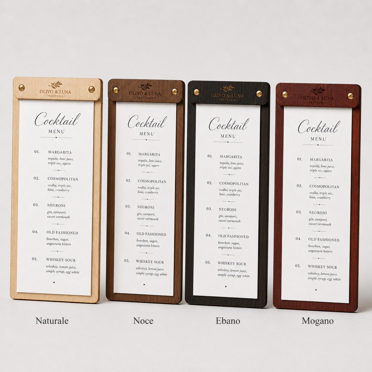 Portamenu tavoletta stretta in legno pioppo bacchetta stretta formato A4 Personalizzato | Menu Ristorante personalizzato| Copertina