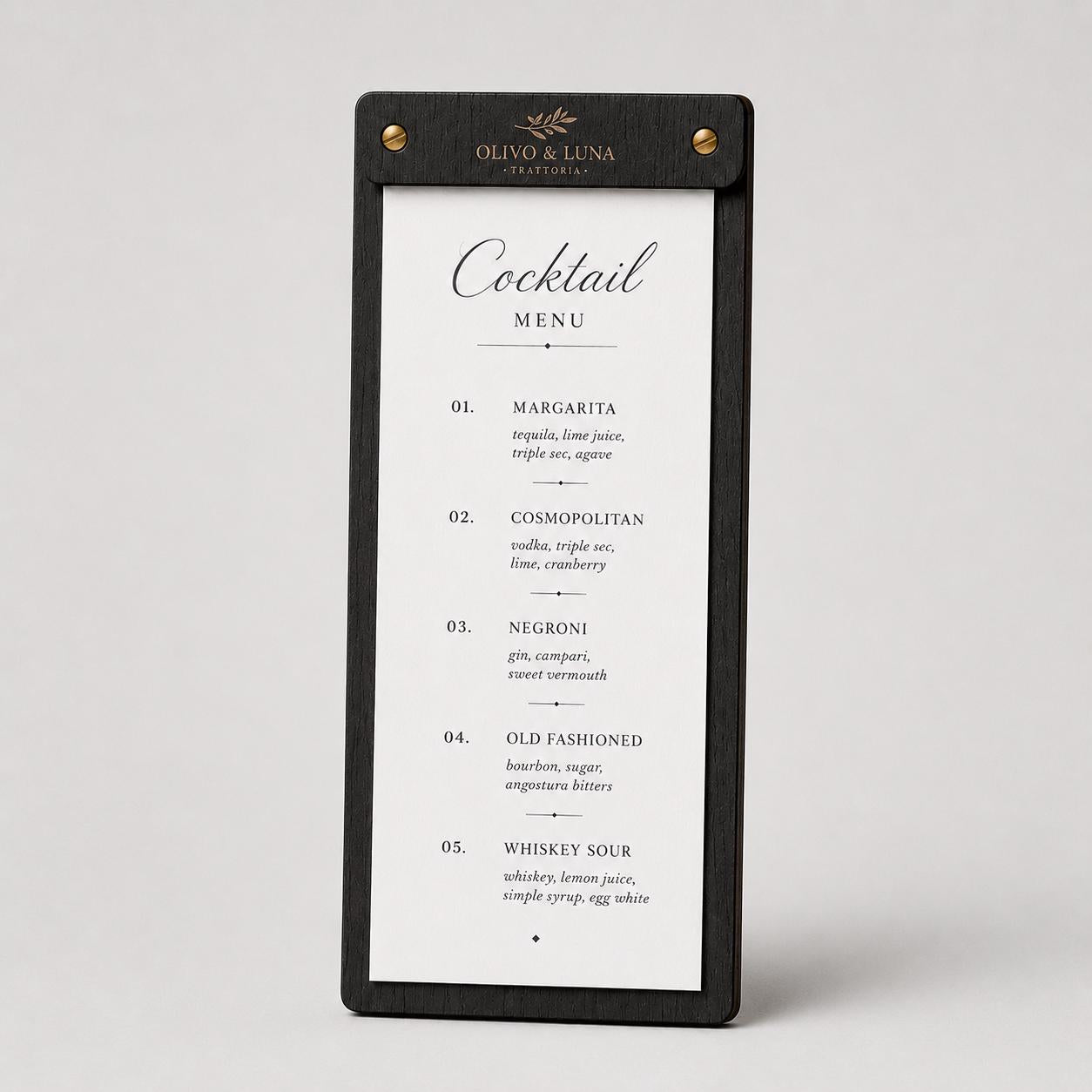 Portamenu tavoletta stretta in legno pioppo bacchetta stretta formato A4 Personalizzato | Menu Ristorante personalizzato| Copertina
