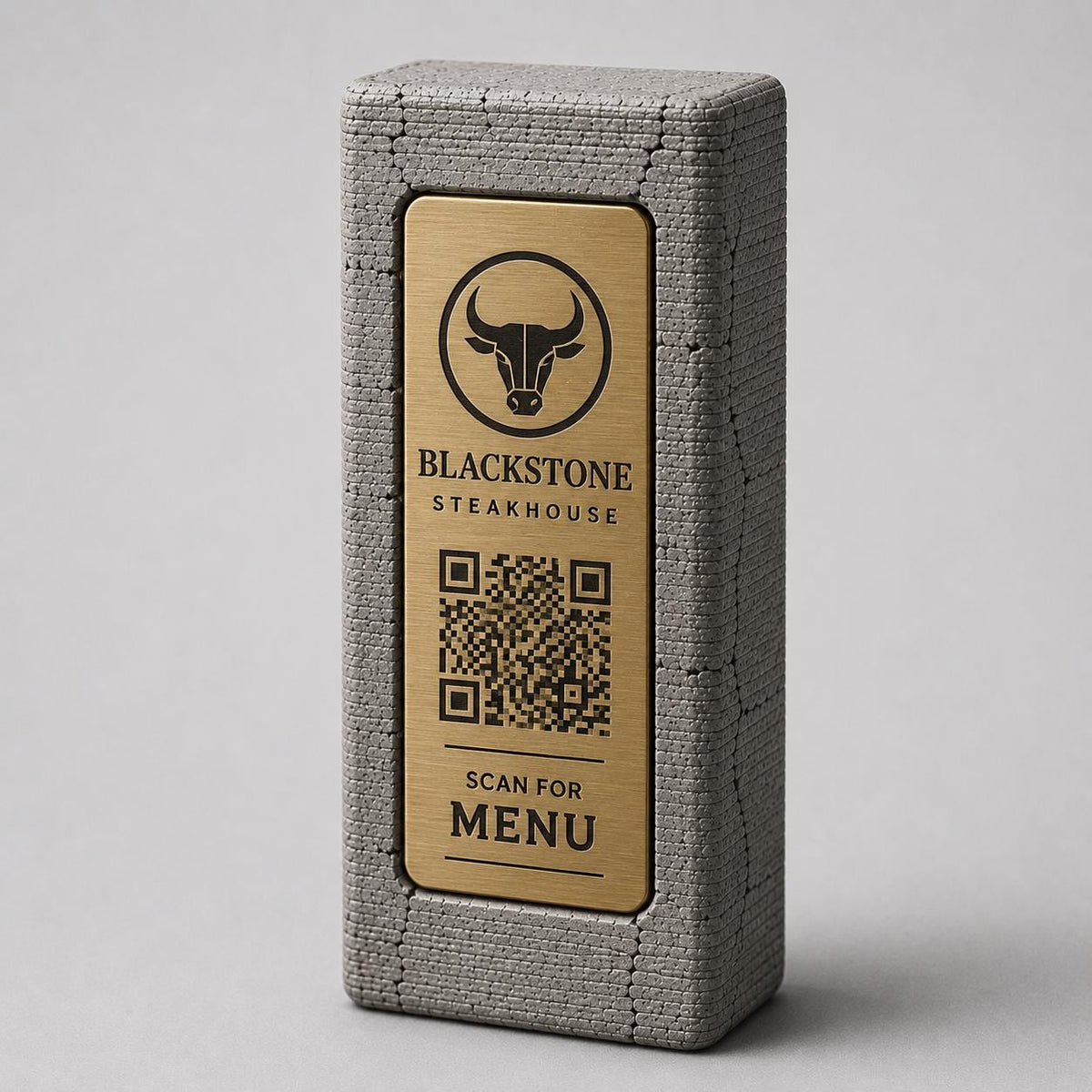 Totem stand qr cemento e rame Espositore QR Code Personalizzato | Effetto cemento Menu Digitale, Social Media| Stampa 3D e Incisione