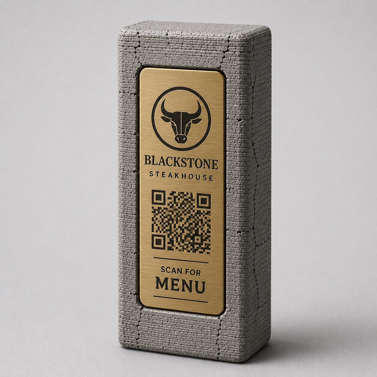 Totem stand qr cemento e oro Espositore QR Code Personalizzato | Effetto cemento Menu Digitale, Social Media| Stampa 3D e Incisione