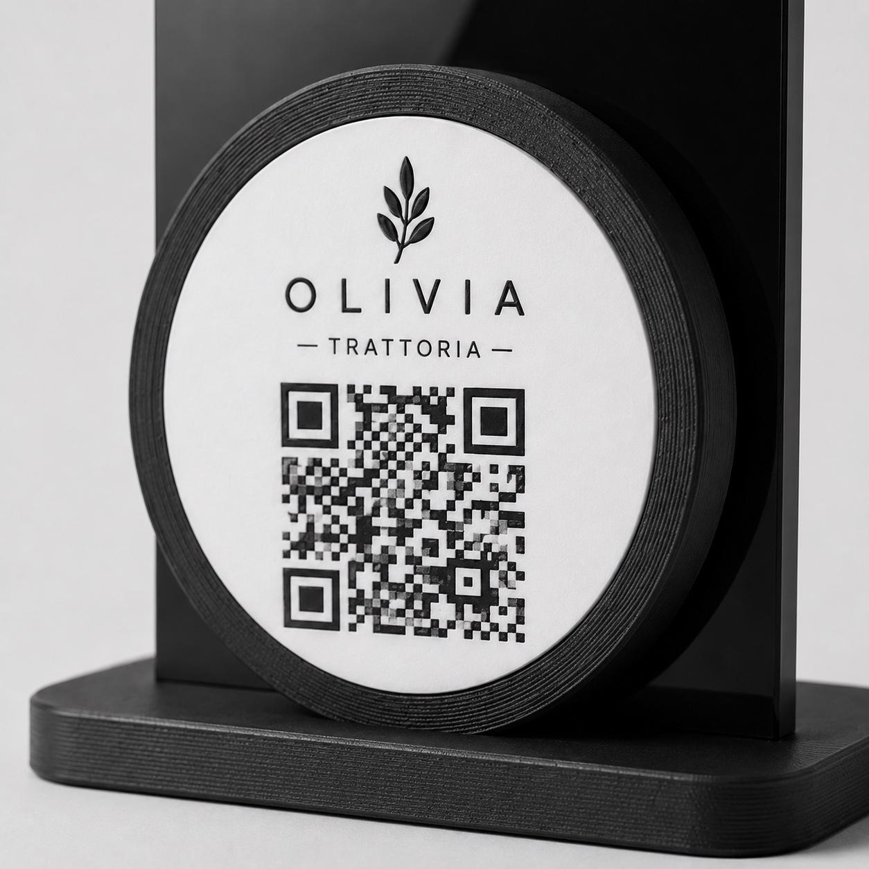 Portanumero da Tavolo verde QR Code, Segnatavolo Personalizzato per Ristoranti e Trattorie, Stampa 3D Minimalista, Porta Menu Digitale