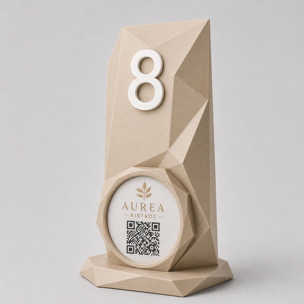 Porta QR Code da Tavolo Personalizzato | Numero Tavolo 3D Low Poly | Supporto Menu Digitale per Ristorante, Bar, Hotel e Cocktail Bar