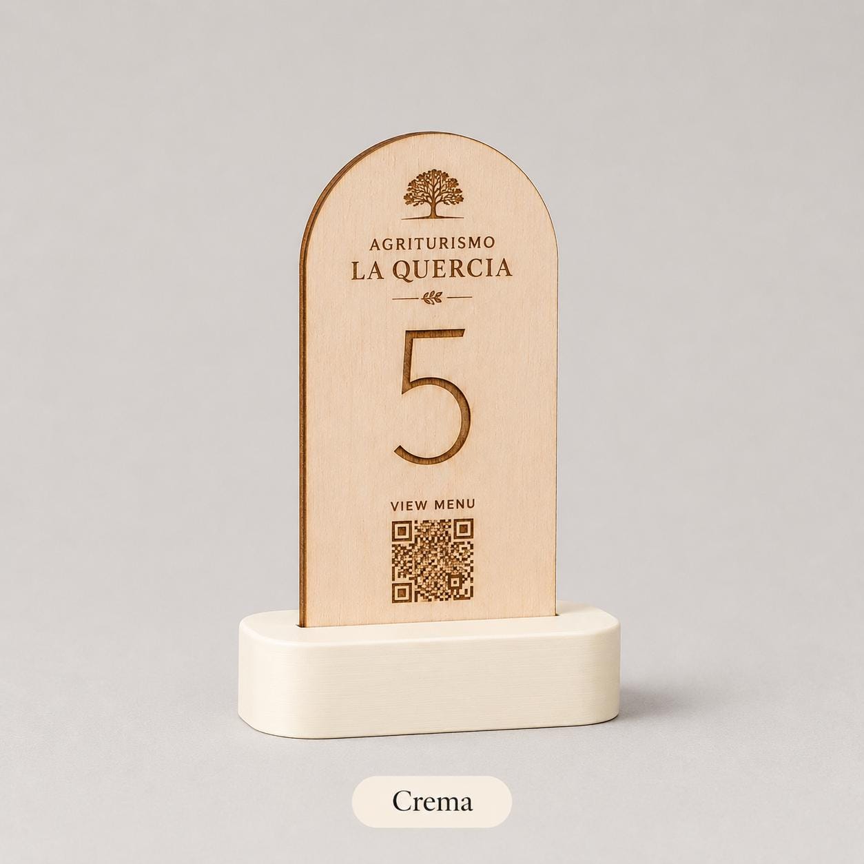 Portanumero Tavolo Azzurro con QR Code Personalizzato | Stand in Legno di Pioppo e Base 3D | Segnatavolo per Agriturismo, Ristorante, Bar