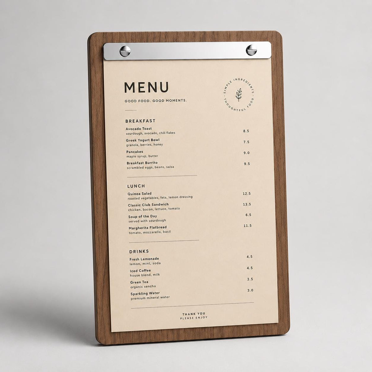 Portamenu tavoletta in legno bacchetta in plexiglas specchiato formato A4 Personalizzato | Menu Ristorante| Copertina Menu Pioppo Incisa