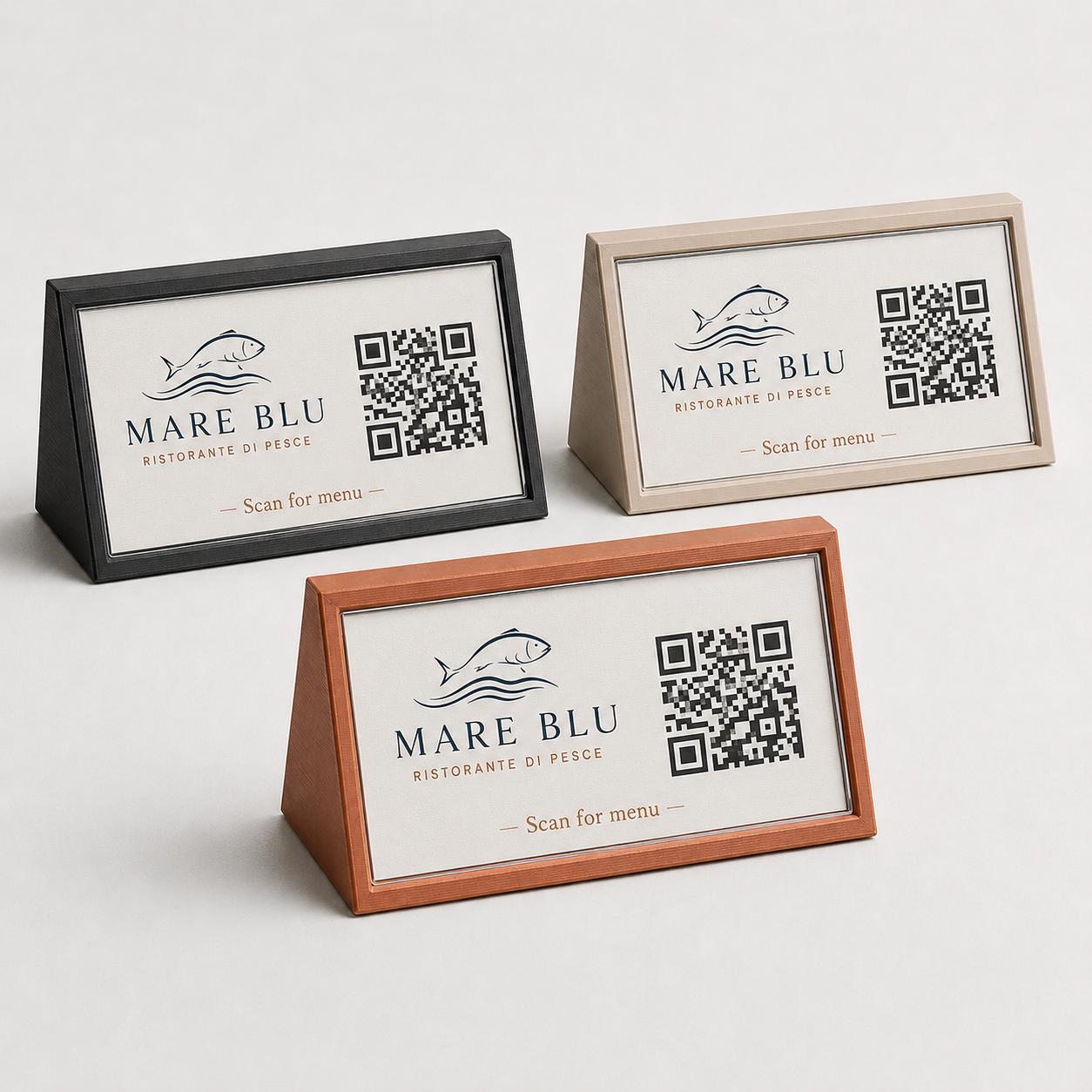 Porta QR Code da Tavolo per Ristoranti | Supporto Biglietto da Visita Personalizzabile | Espositore Menu QR in Stampa 3D con Plexiglass