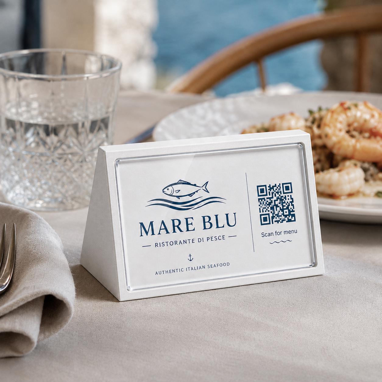 Porta QR Code da Tavolo per Ristoranti | Supporto Biglietto da Visita Personalizzabile | Espositore Menu QR in Stampa 3D con Plexiglass