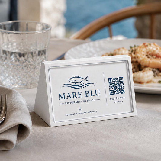 Porta QR Code da Tavolo per Ristoranti | Supporto Biglietto da Visita Personalizzabile | Espositore Menu QR in Stampa 3D con Plexiglass
