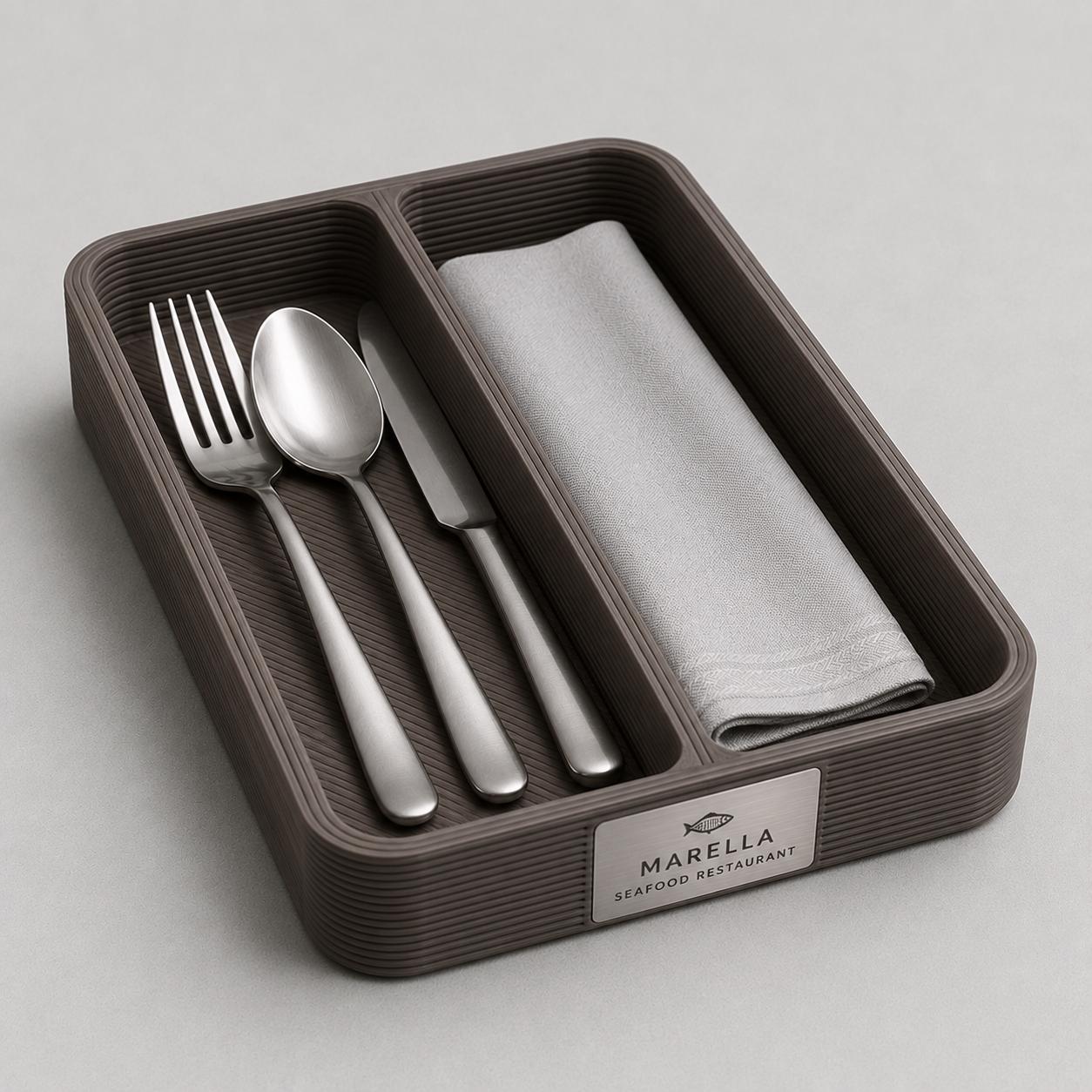 Portaposate da Tavolo Personalizzato, Vaschetta 3D Organizzatore Posate per Ristorante e Bar, Portaposate Singolo, Set Accessori