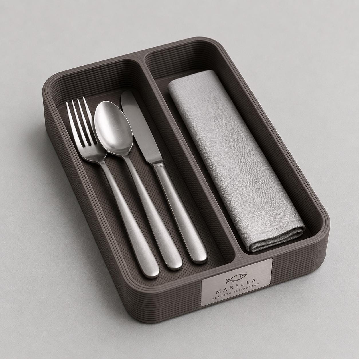 Portaposate da Tavolo Personalizzato, Vaschetta 3D Organizzatore Posate per Ristorante e Bar, Portaposate Singolo, Set Accessori