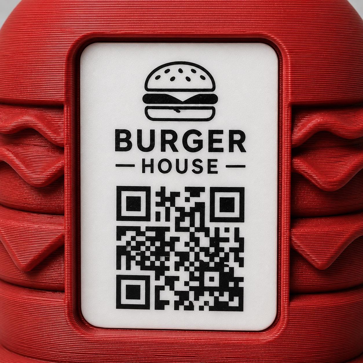 Porta Menu QR Code hamburger Personalizzato, Espositore 3D per Tavoli Ristorante e Bar, Segnatavolo con Incisione Logo, Supporto Moderno