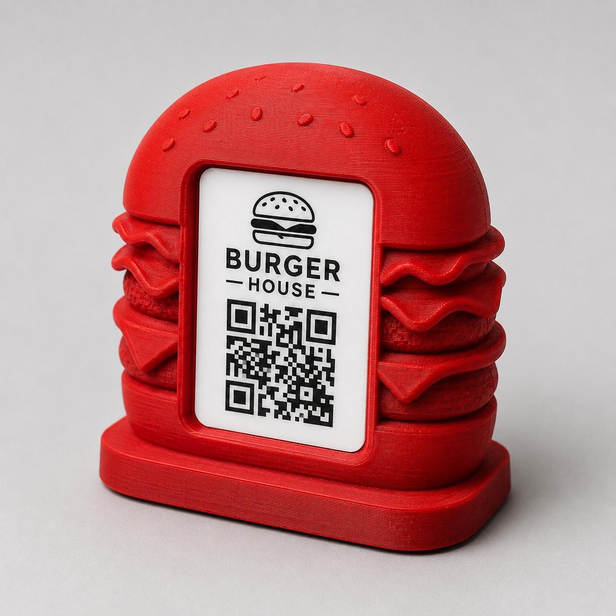 Porta Menu QR Code hamburger Personalizzato, Espositore 3D per Tavoli Ristorante e Bar, Segnatavolo con Incisione Logo, Supporto Moderno