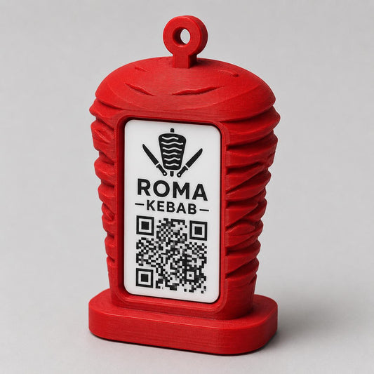 Porta Menu QR Code kebab Personalizzato, Espositore 3D per Tavoli Ristorante e Bar, Segnatavolo con Incisione Logo, Supporto Moderno