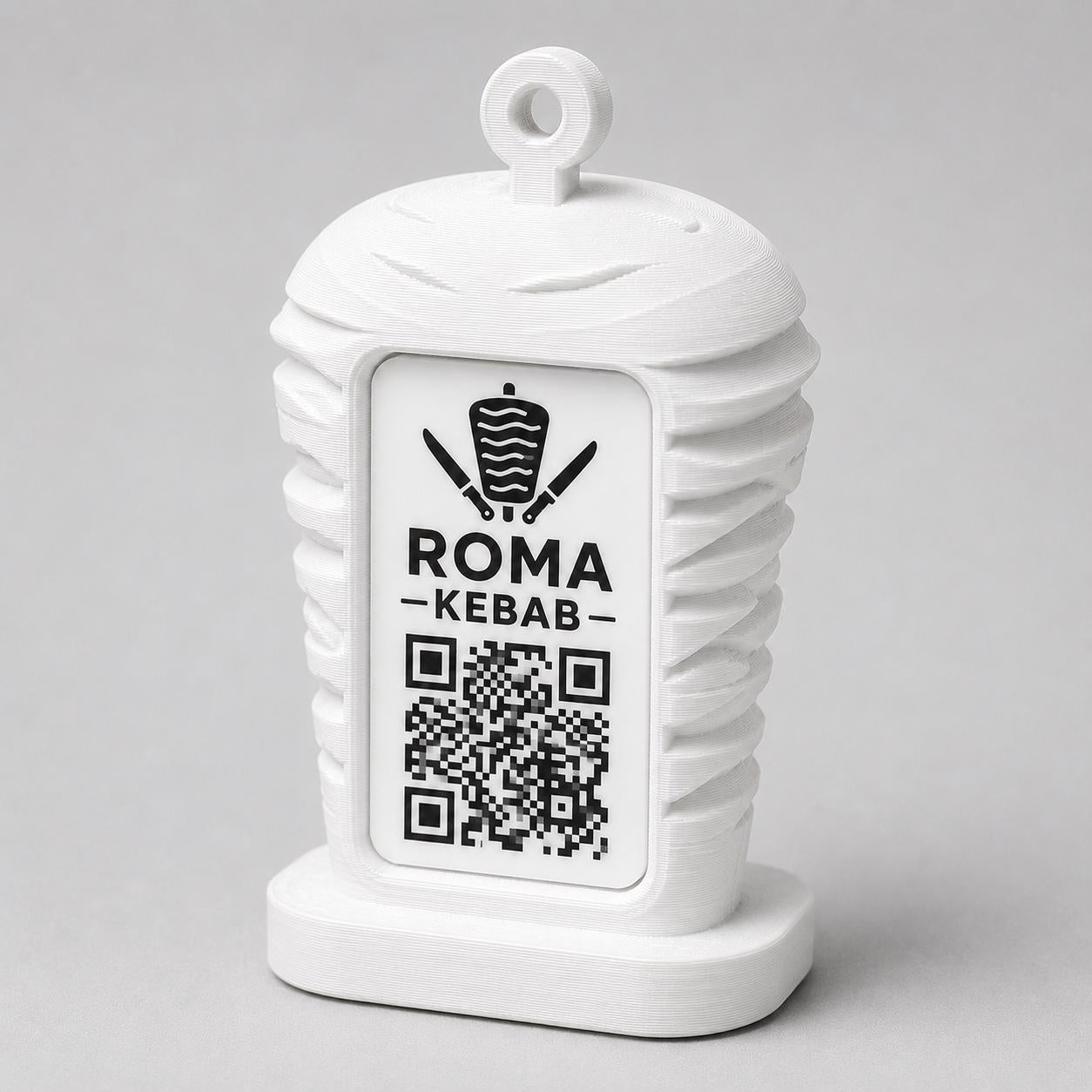 Porta Menu QR Code kebab Personalizzato, Espositore 3D per Tavoli Ristorante e Bar, Segnatavolo con Incisione Logo, Supporto Moderno