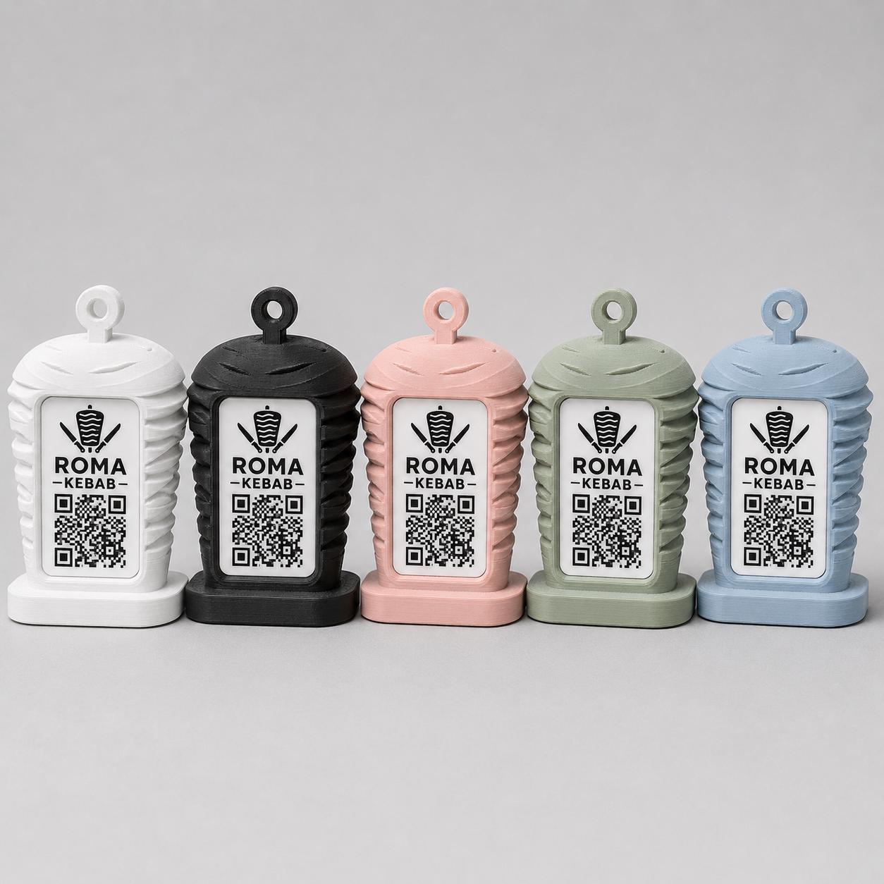 Porta Menu QR Code kebab Personalizzato, Espositore 3D per Tavoli Ristorante e Bar, Segnatavolo con Incisione Logo, Supporto Moderno