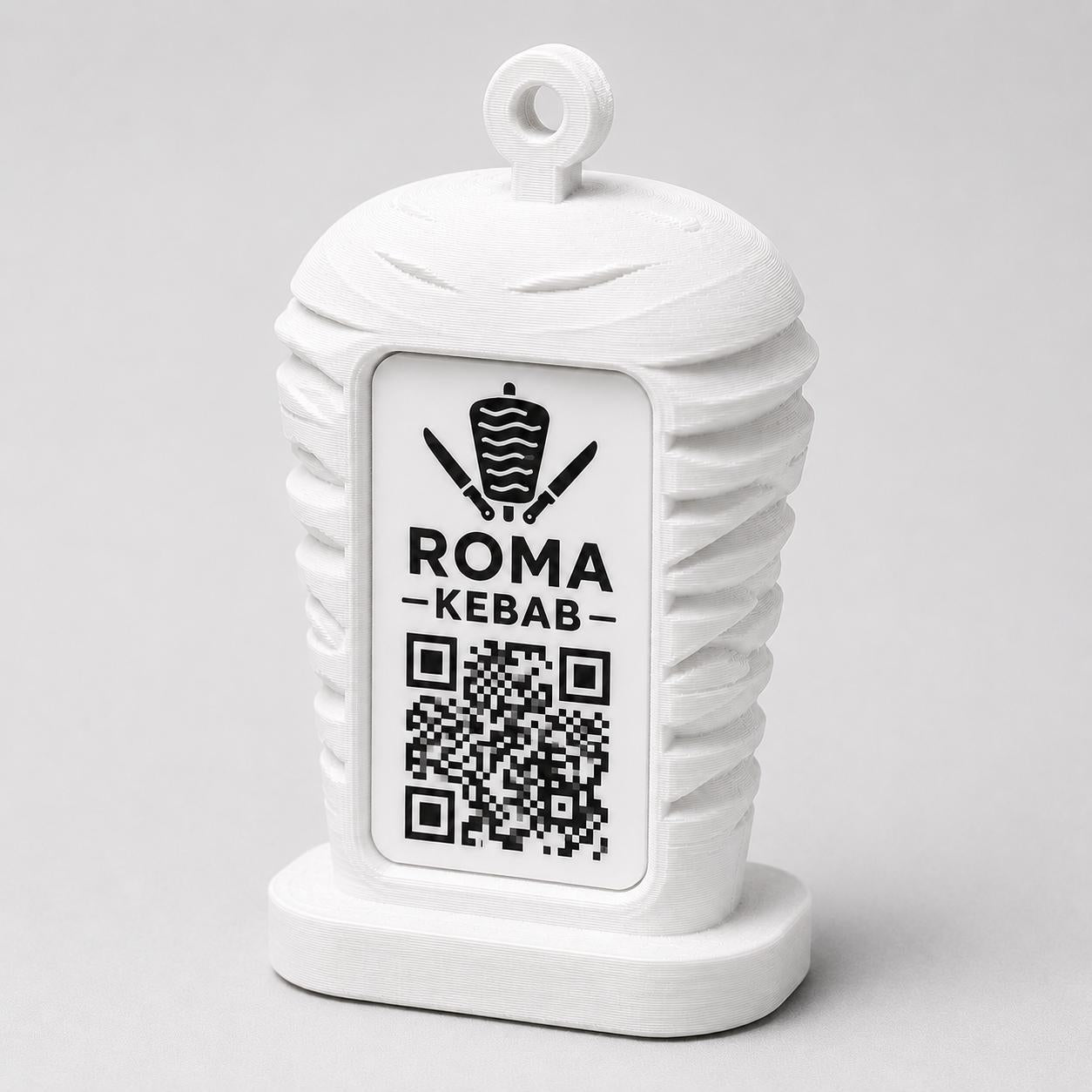 Porta Menu QR Code kebab Personalizzato, Espositore 3D per Tavoli Ristorante e Bar, Segnatavolo con Incisione Logo, Supporto Moderno
