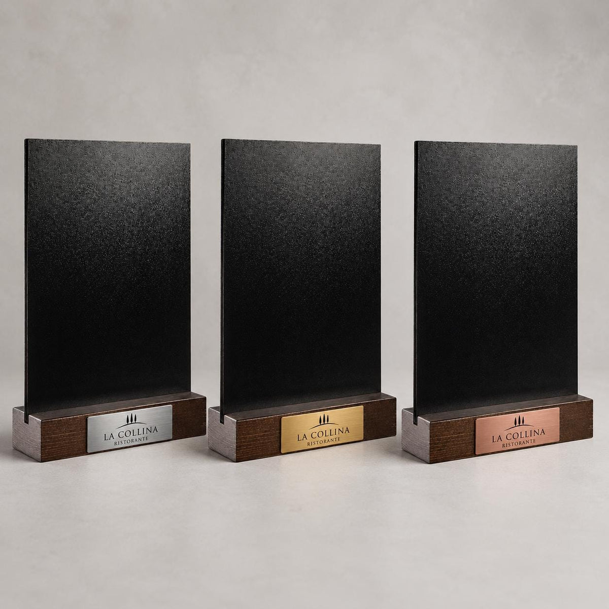 Set 10 pezzi Porta Menu Tavolo Personalizzato, Espositore 3D Legno Lavagnetta Segnatavolo Incisione Logo, Supporto Moderno Ristorante Bar