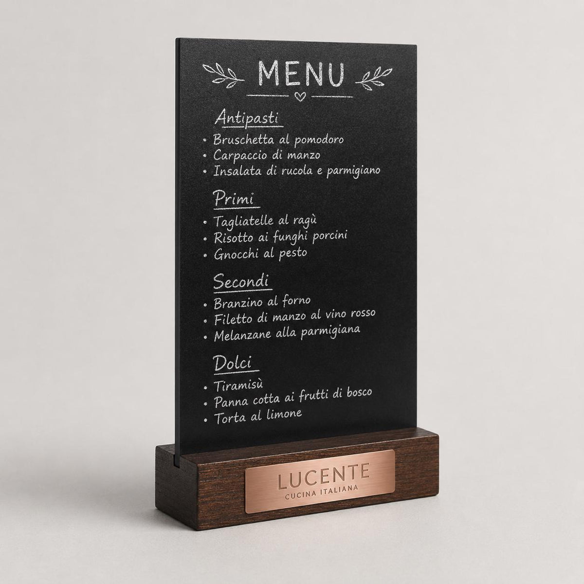 Set 10 pezzi Porta Menu Tavolo Personalizzato, Espositore 3D Legno Lavagnetta Segnatavolo Incisione Logo, Supporto Moderno Ristorante Bar