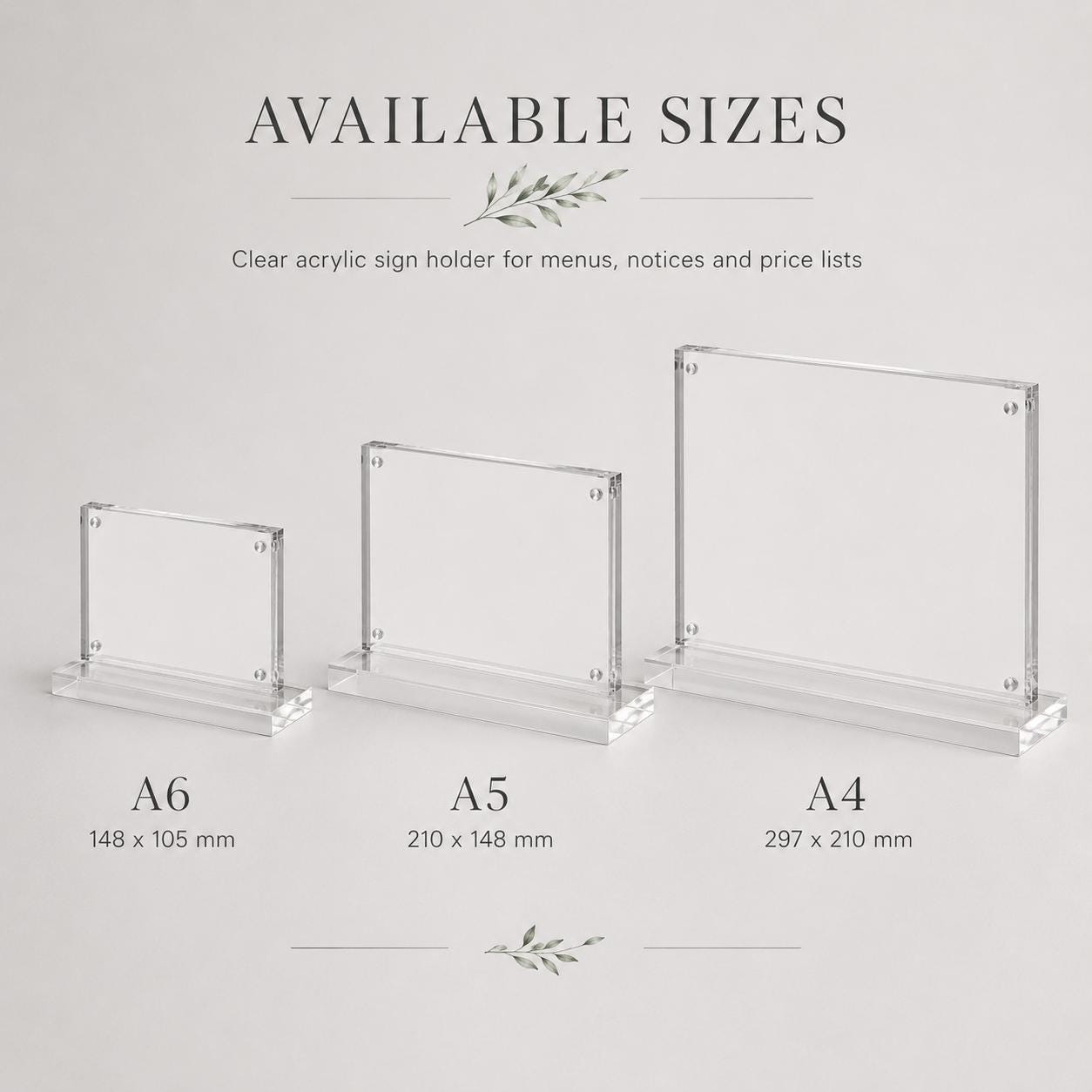Set 12 pezzi Supporto orizzontale in plexiglas da banco Personalizzato Espositore Segnatavolo Ristorante Bar espositore in legno per prezzi