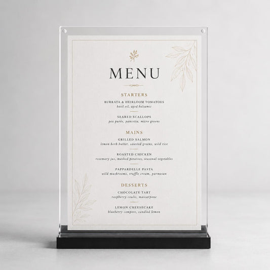 Set 12 pezzi Supporto verticale in plexiglas da banco con base nera Espositore Segnatavolo Ristorante Bar espositore in plexiglas