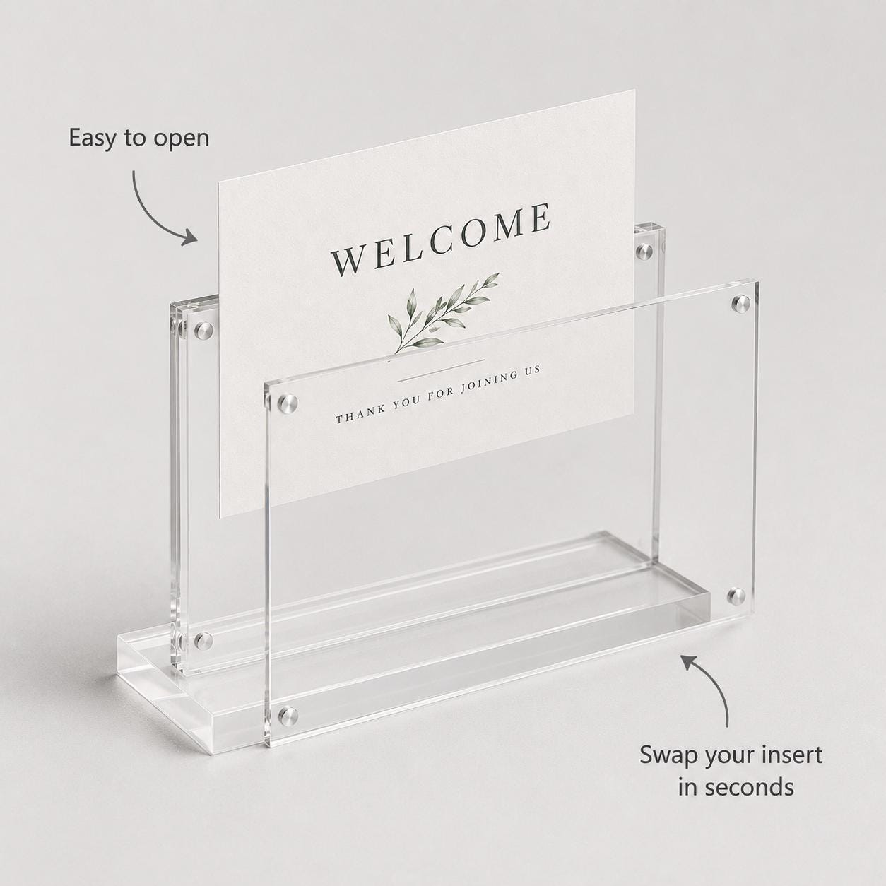 Set 12 pezzi Supporto verticale in plexiglas da banco con base nera Espositore Segnatavolo Ristorante Bar espositore in plexiglas