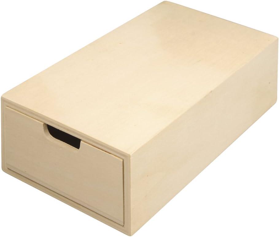 Scatola in Legno Naturale con Cassetto Estraibile (20x10x5 cm) – Ideale per Fai da Te, Decoupage e Organizer
