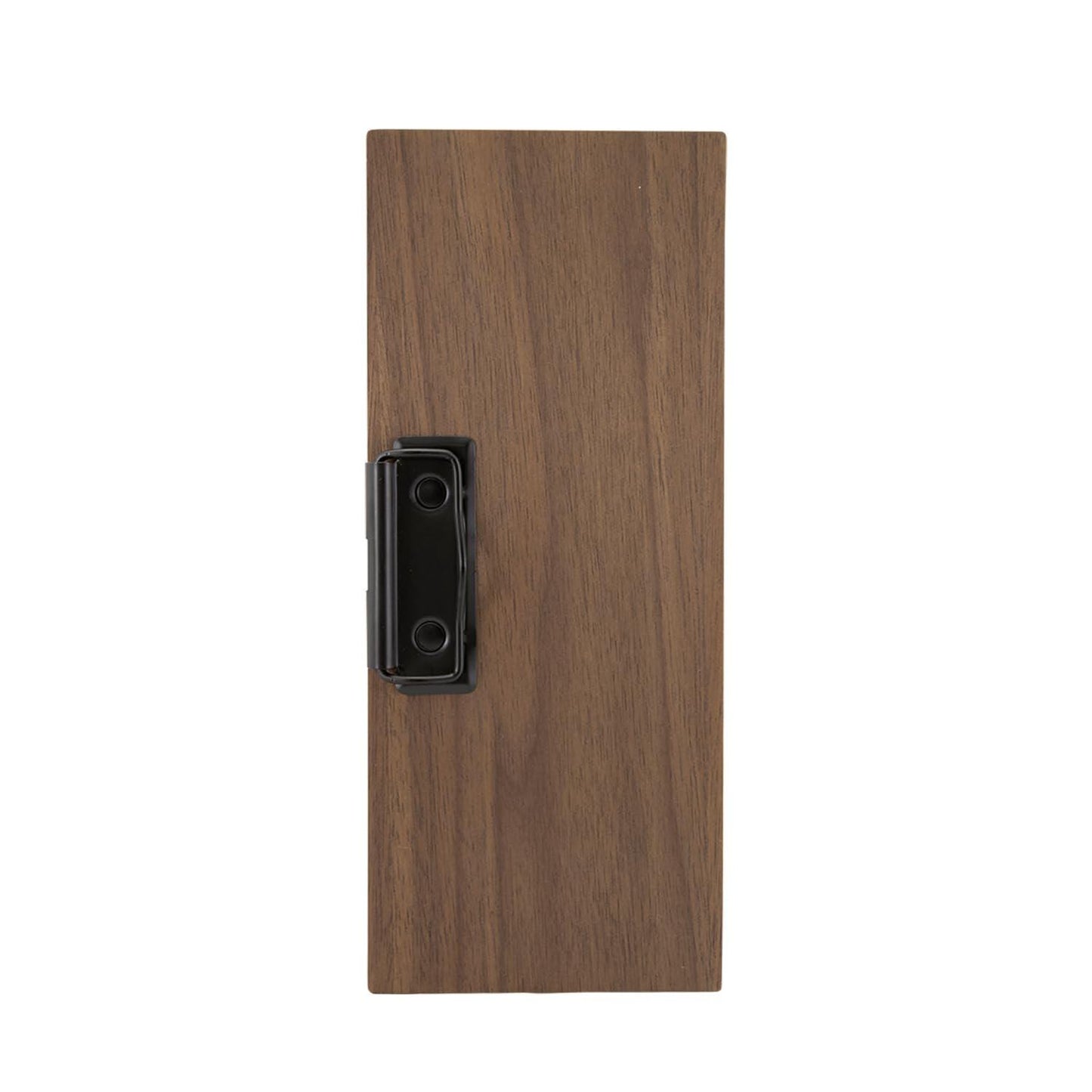 Portaconto in legno di noce laccato 24 x 10 cm con clip nera e logo inciso