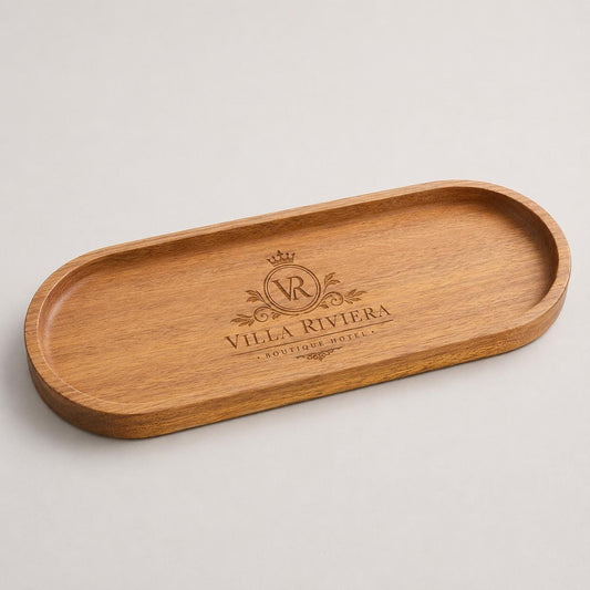 Set di 8 vassoi rettangolari in legno 29 × 10 cm