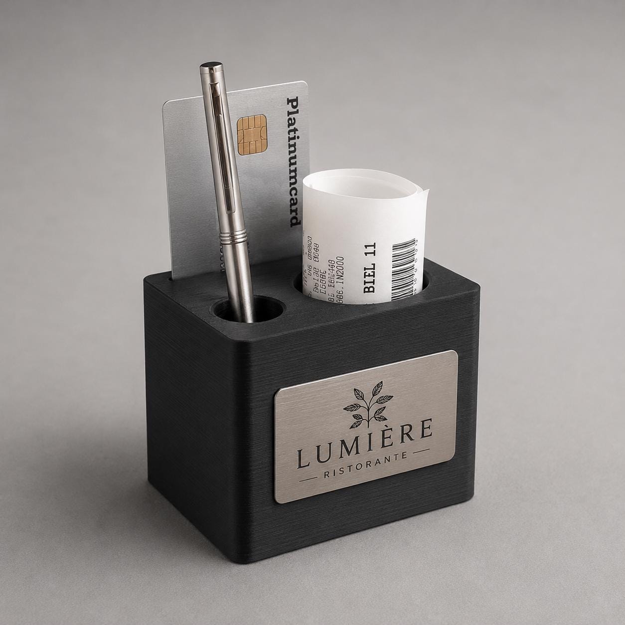 Set Portaconto Cube 3D personalizzati con targhetta effetto metallo incisa