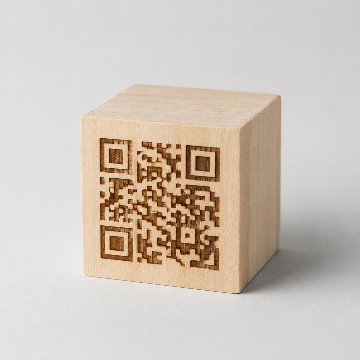 Supporto QR Code cubico in legno per menu e recensioni
