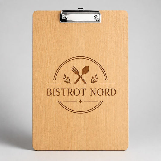 Set 6 portamenu clipboard A4 in legno personalizzati