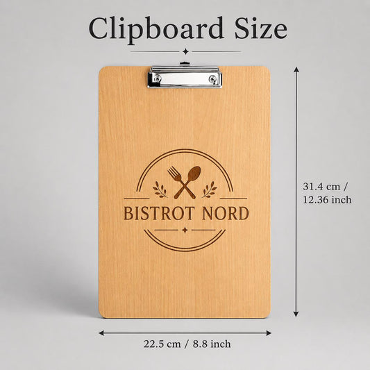 Set 6 portamenu clipboard A4 in legno personalizzati – vista 2