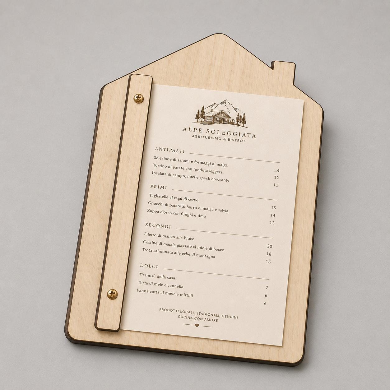Portamenu A4 in legno a forma di casa personalizzato – vista 8