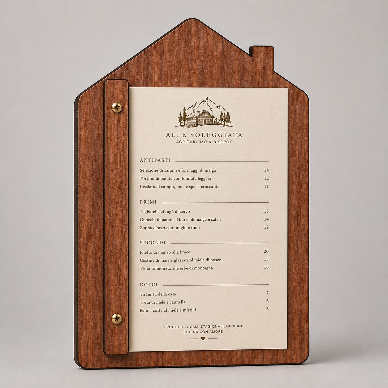 Portamenu A4 in legno a forma di casa personalizzato – vista 12