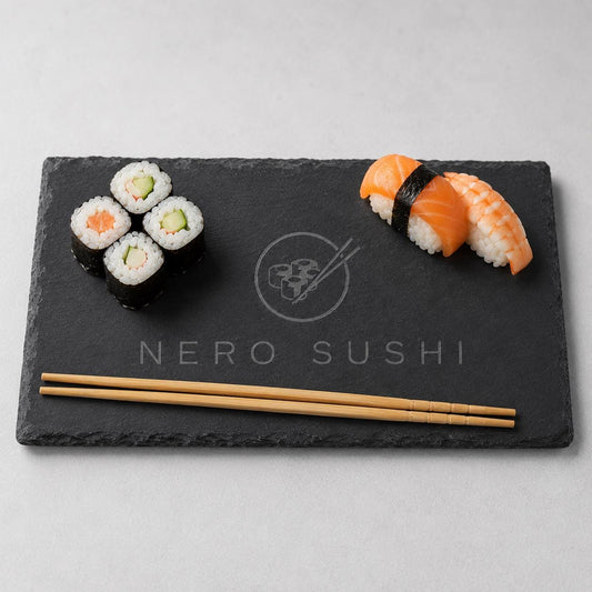 Set da 6 Tavolette in Ardesia, Piatti Spaziosi, da Portata, per Scrivere, 30x20, Antracite Piatti da Portata in Pietra per Sushi e Formaggi,