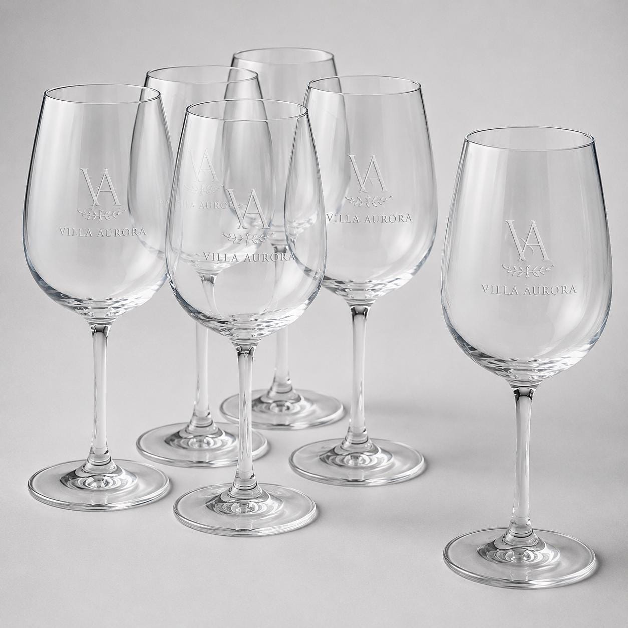 Set 6,12,48,96 pezzi Calici da Vino Personalizzati con Incisione Logo, Bicchieri in Vetro Incisi per Ristorante Enoteca e Bar, Calice Regalo