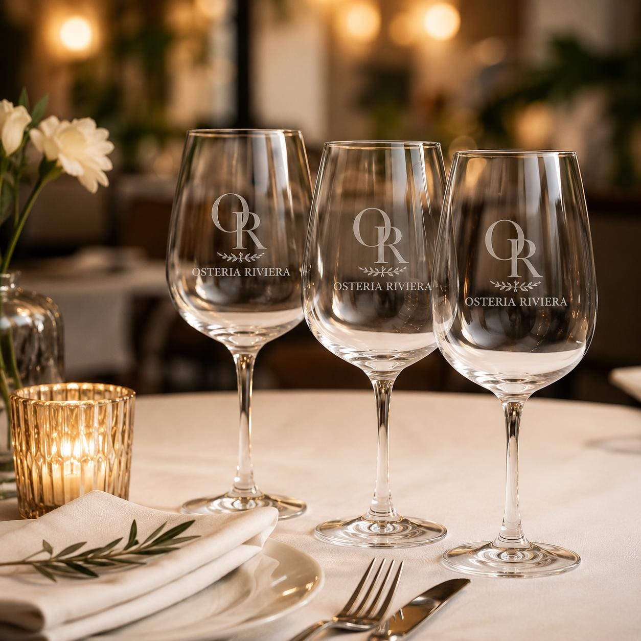 Set 6,12,48,96 pezzi Calici da Vino Personalizzati con Incisione Logo, Bicchieri in Vetro Incisi per Ristorante Enoteca e Bar, Calice Regalo