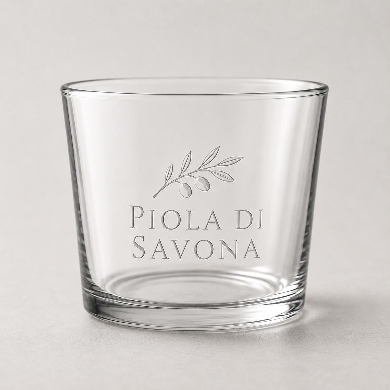 Set 12 Bicchieri Bassi Personalizzati Incisione Logo, Tumbler Mini 22,5 cl per Osteria Ristorante Bar, Bicchieri dVino e Acqua Incisi Laser