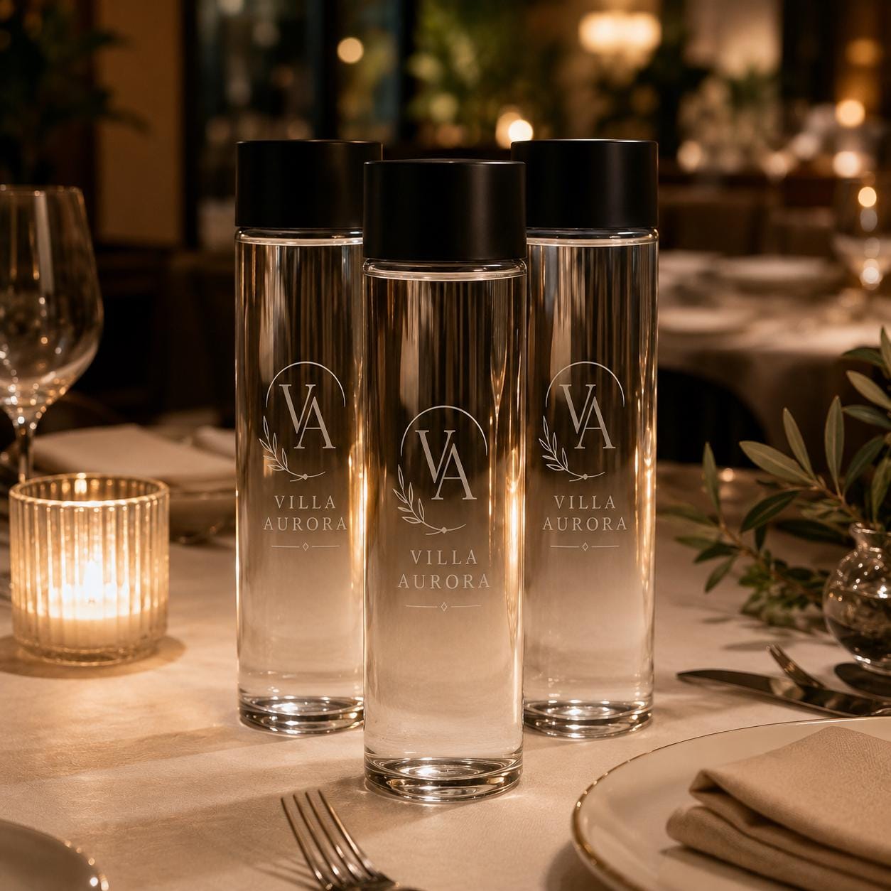 Caraffa trasparente da 750 ml con logo inciso