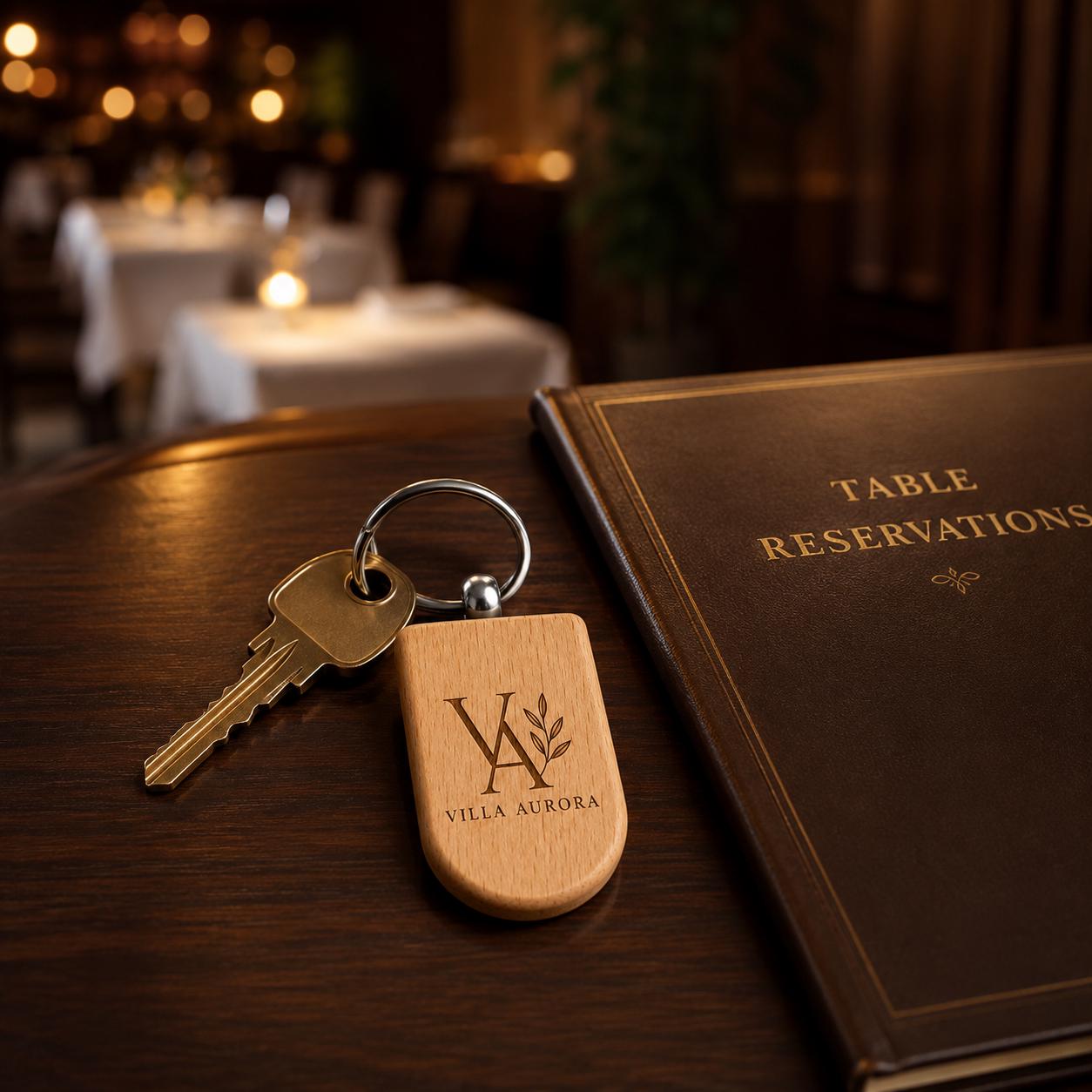 25 pezzi Portachiavi in Legno Personalizzato con Logo, Ciondolo Chiavi Sagomato per B&B Hotel e Agriturismo incisione laser legno