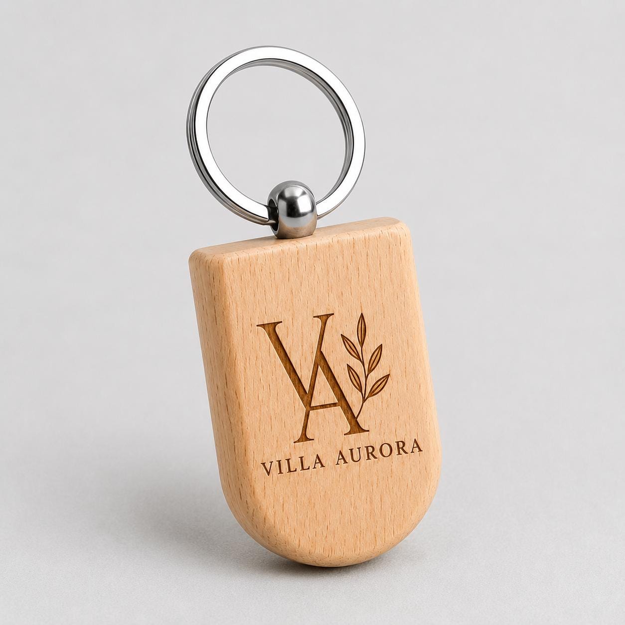 25 pezzi Portachiavi in Legno Personalizzato con Logo, Ciondolo Chiavi Sagomato per B&B Hotel e Agriturismo incisione laser legno
