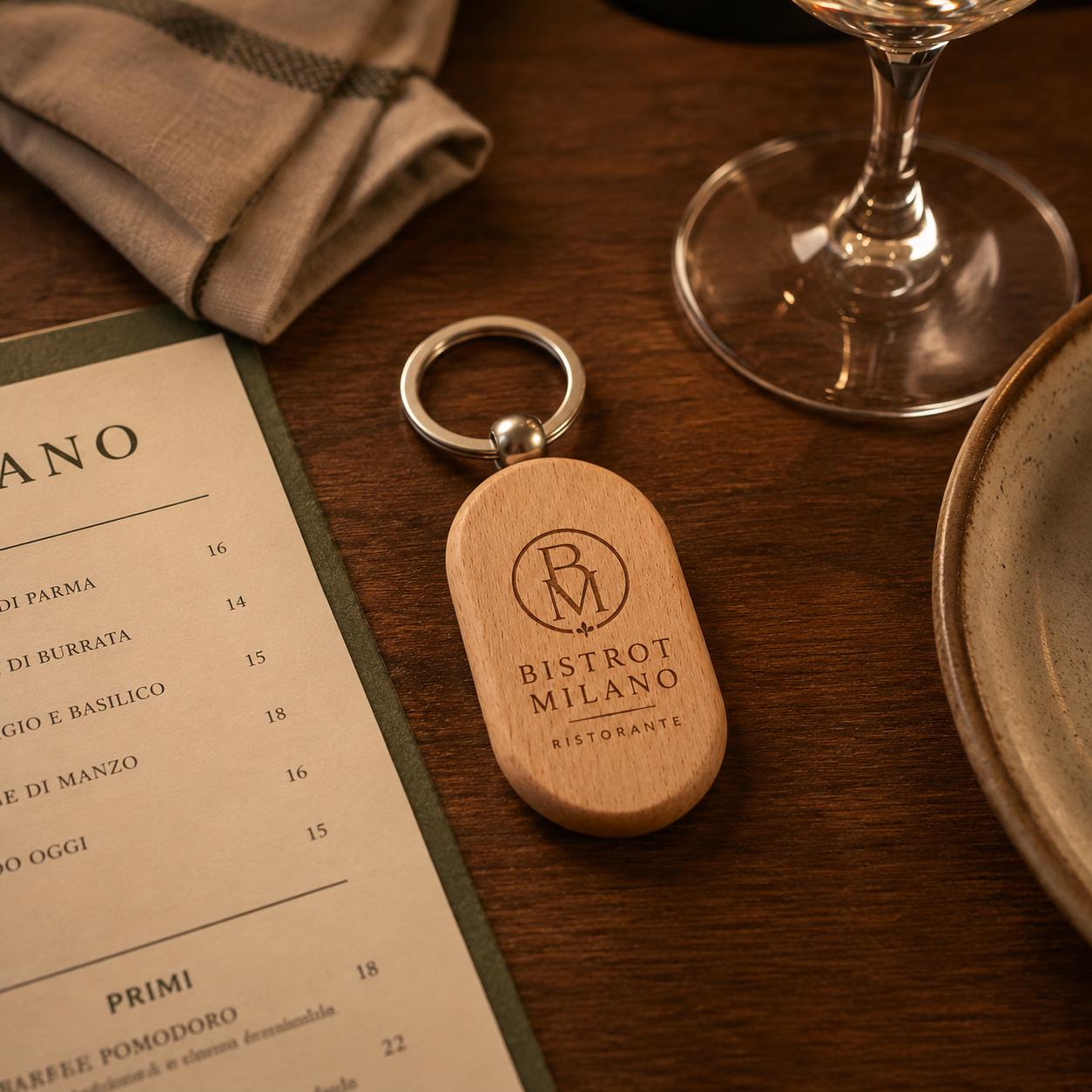 25 Pezzi Portachiavi in Legno Ovale, Ciondolo Chiavi per B&B Hotel e Ristorante, Portachiavi Inciso a Laser per Case Vacanze e Attività