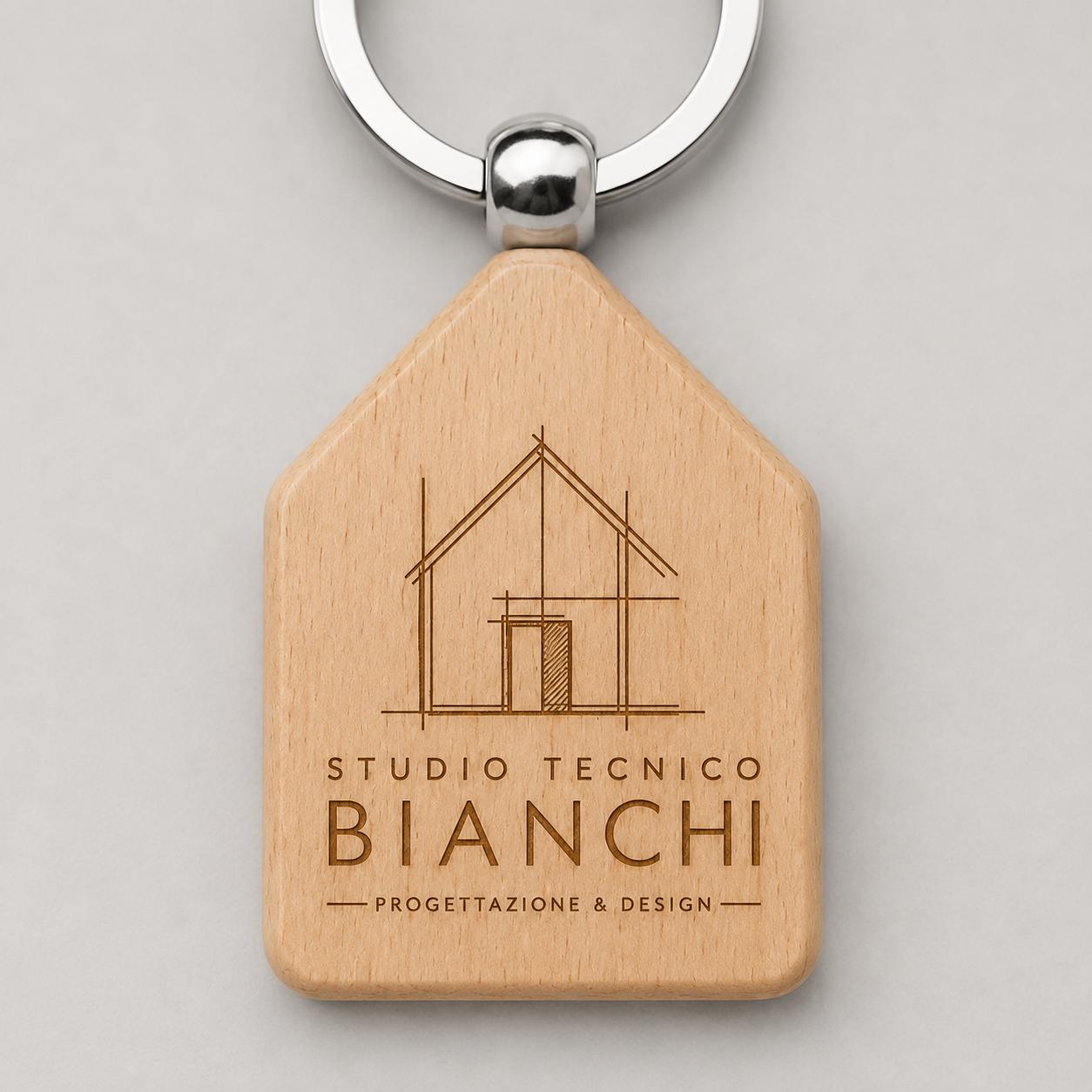 25 Pezzi Portachiavi in Legno a Forma di Casetta Personalizzato, Ciondolo Chiavi per Agenzia Immobiliare e Studio Tecnico,